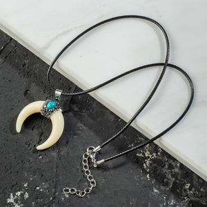 Bone Crescent Pendant Necklace